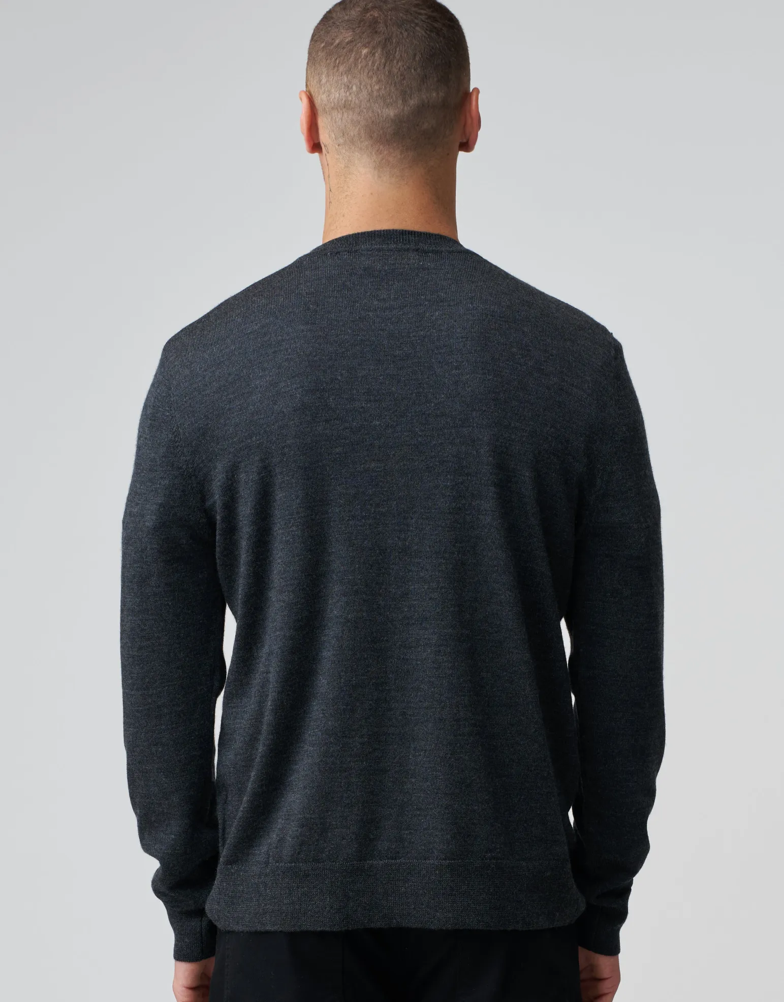 100% Merino V Neck Knit Jumper in Charcoal