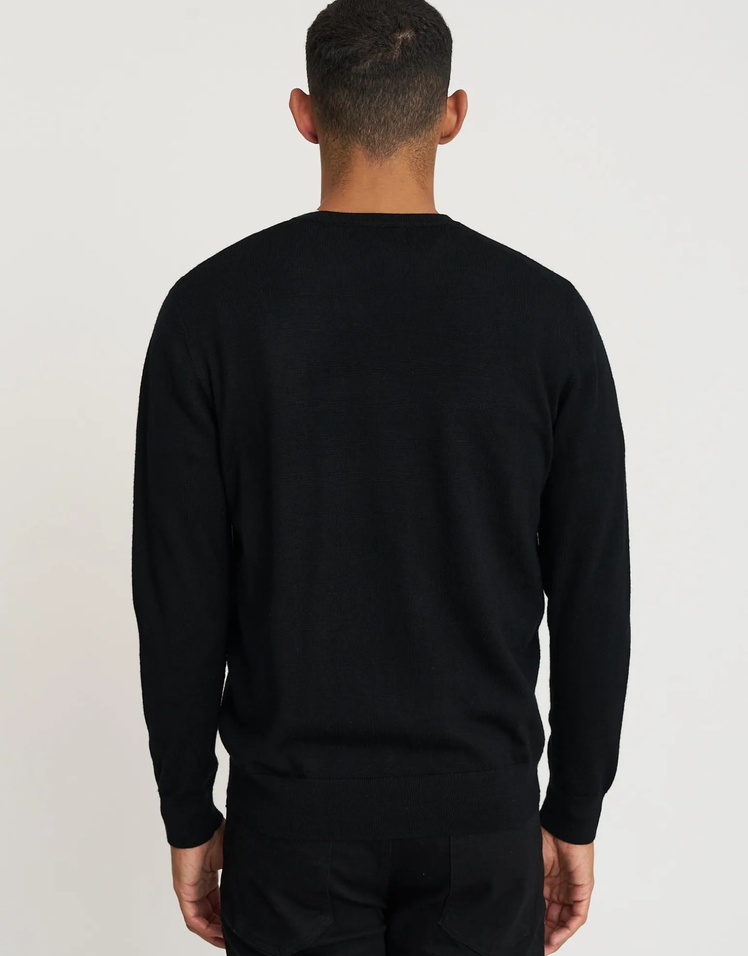 100% Merino V Neck Knit Jumper in Navy Marle
