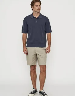 Millburn Knitted Short Sleeve Polo in Oat
