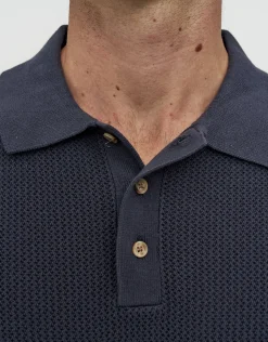 Millburn Knitted Short Sleeve Polo in Oat
