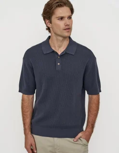 Millburn Knitted Short Sleeve Polo in Oat
