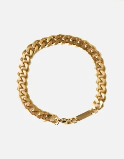 8mm Flat Curb Bracelet in Brushed Gold