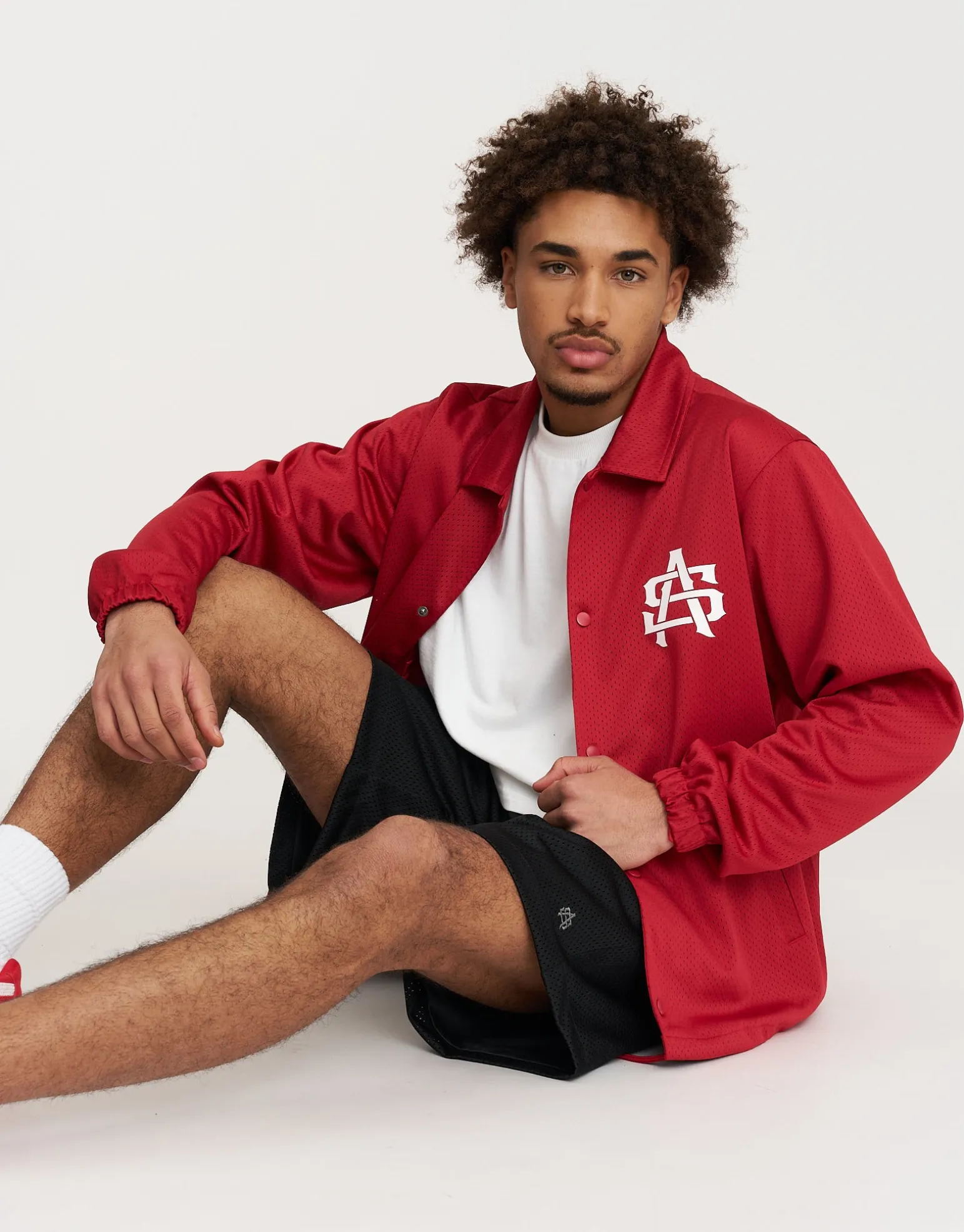 Monogram Coach Jacket in Red