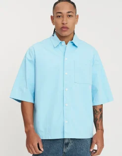Monogram Short Sleeve Shirt in Blue