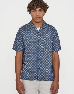 Mosaic Short Sleeve Shirt in Ombre Blue