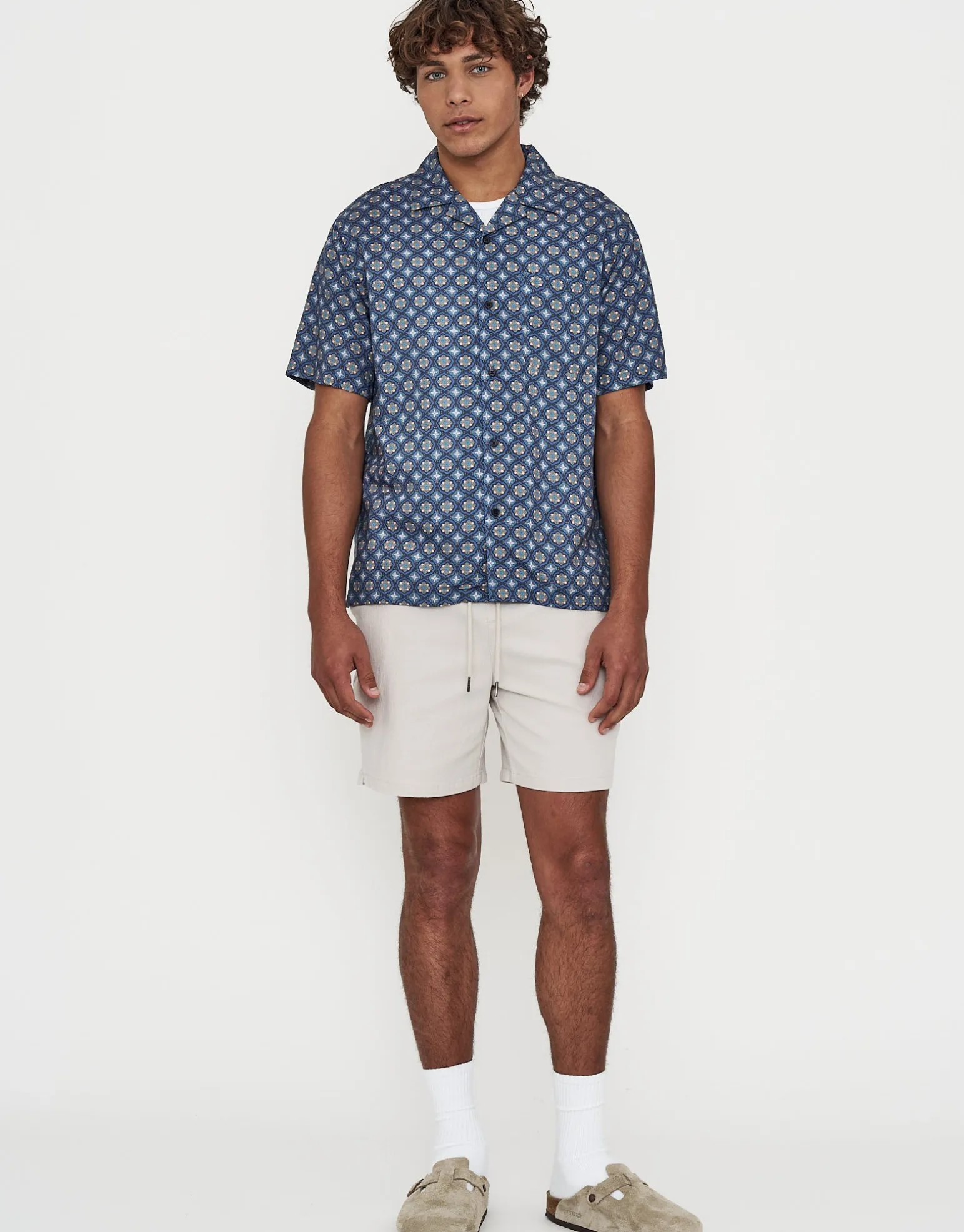 Mosaic Short Sleeve Shirt in Ombre Blue