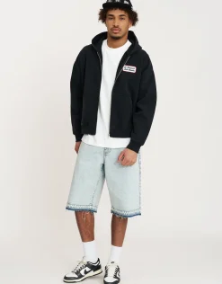 Newport Zip Up Hoodie in Washed Black