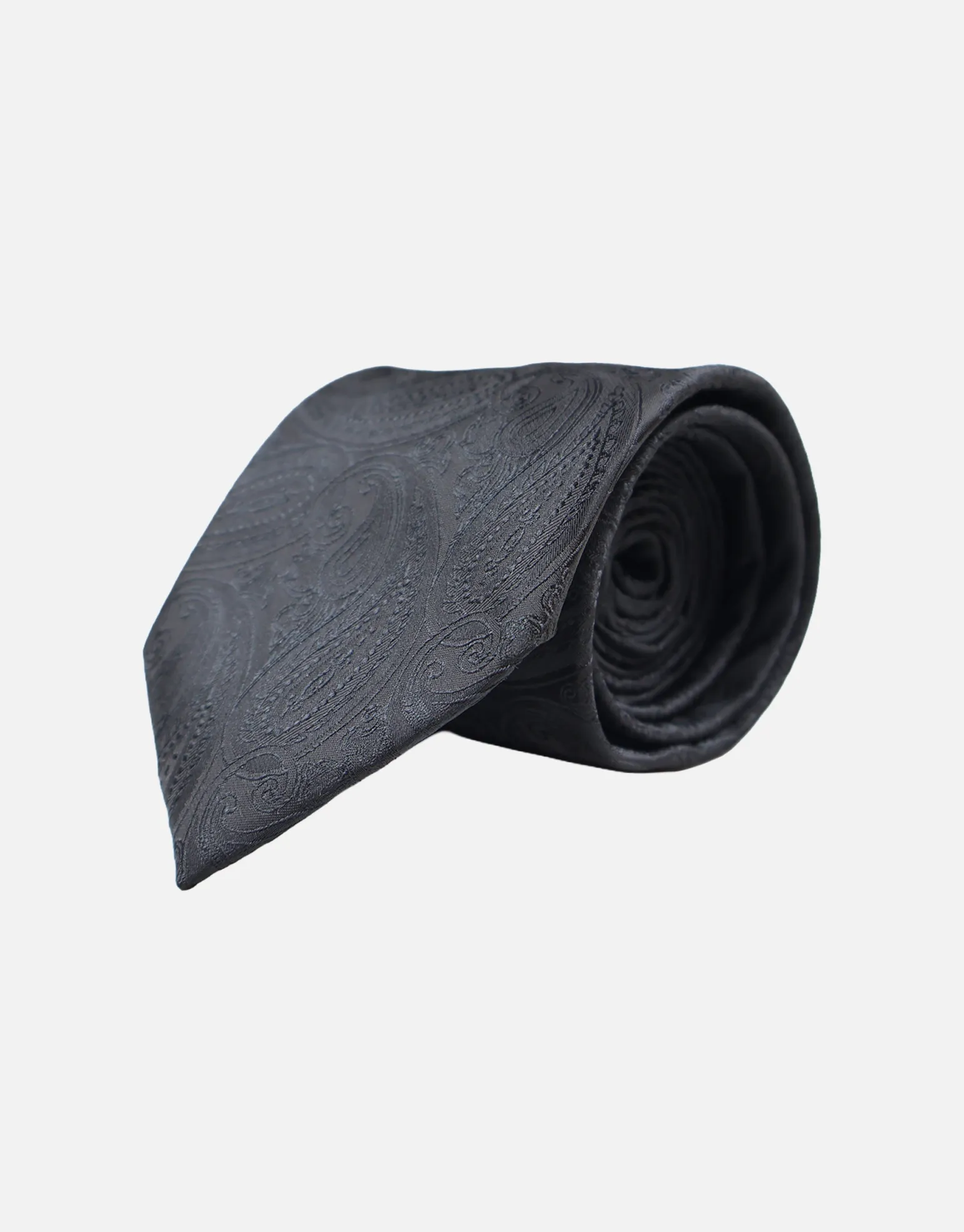 Night Paisley Textured Slim Tie in Black