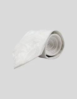 Night Paisley Textured Slim Tie in White
