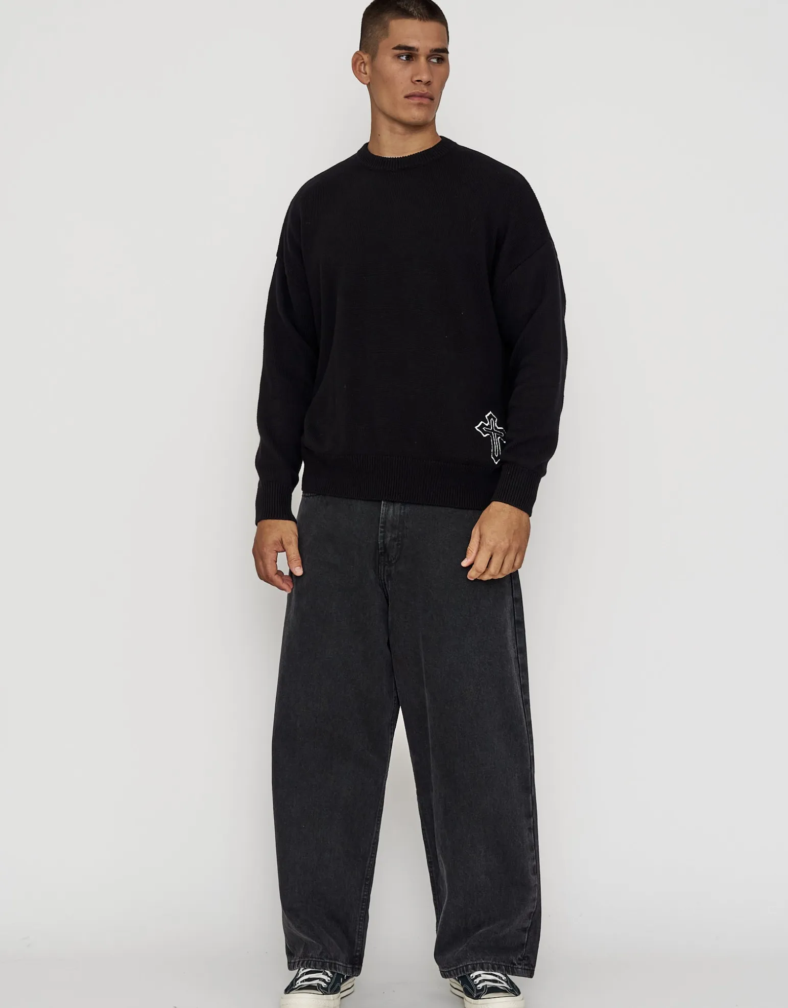 No Mercy Relaxed Knit Jumper in Black