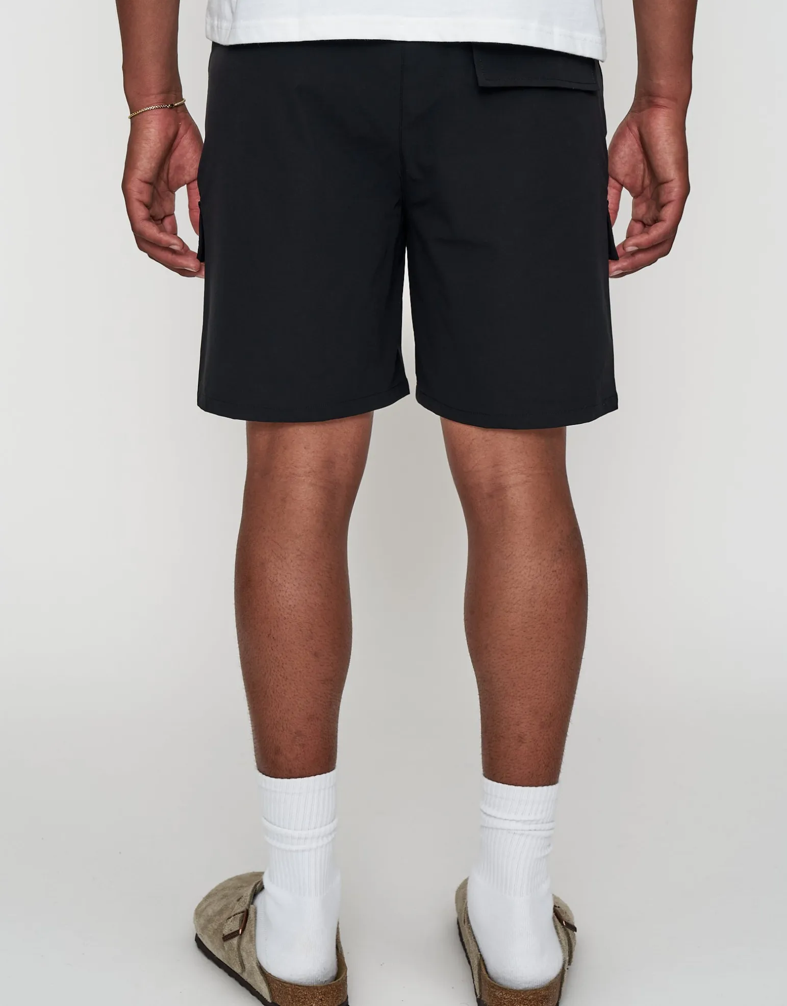 Nylon Zip Cargo Shorts in Black
