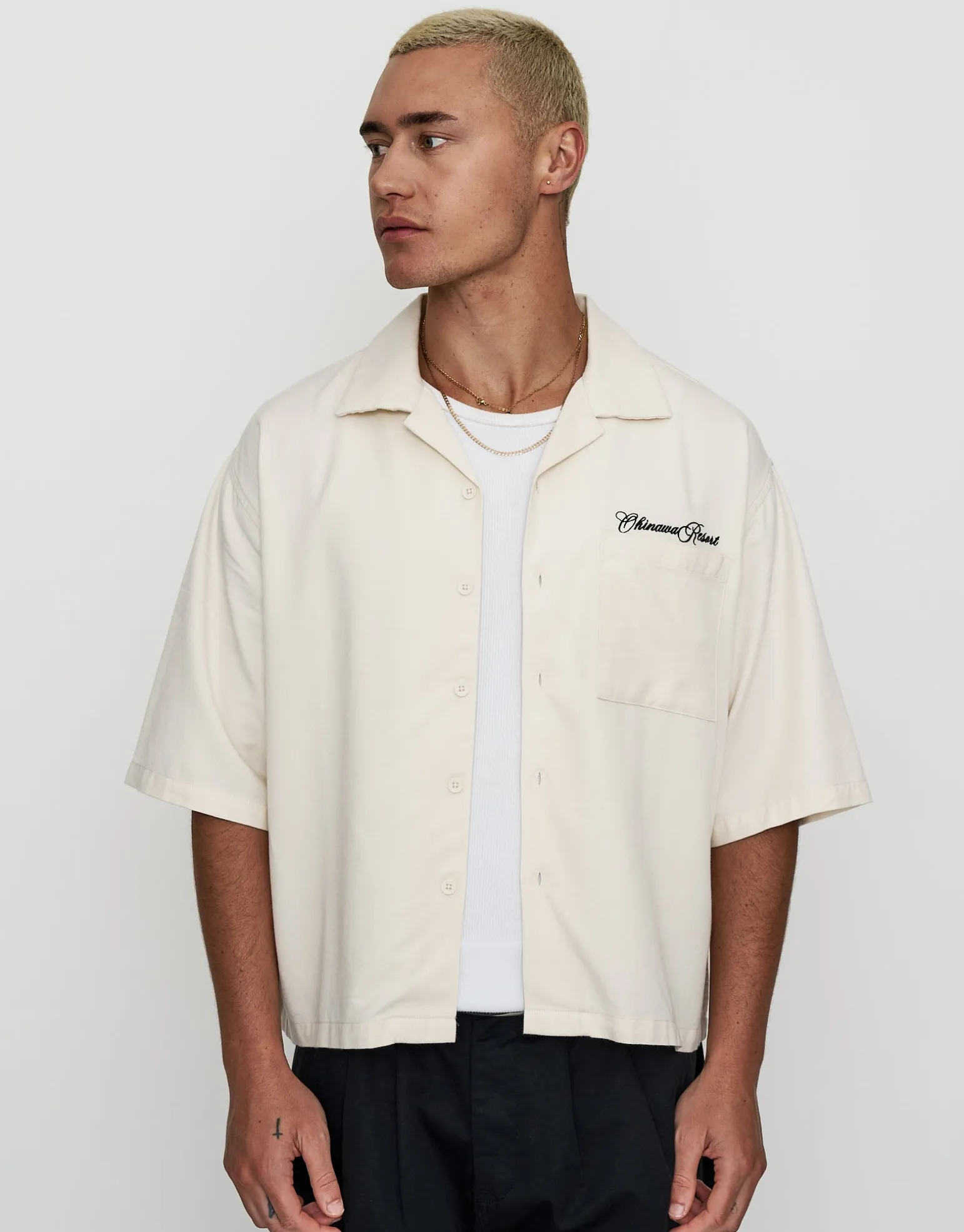 Okinawa Resort Short Sleeve Shirt in Cloud
