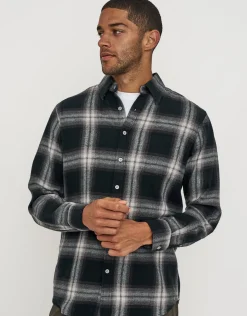 Ombre Check Long Sleeve Shirt in Black