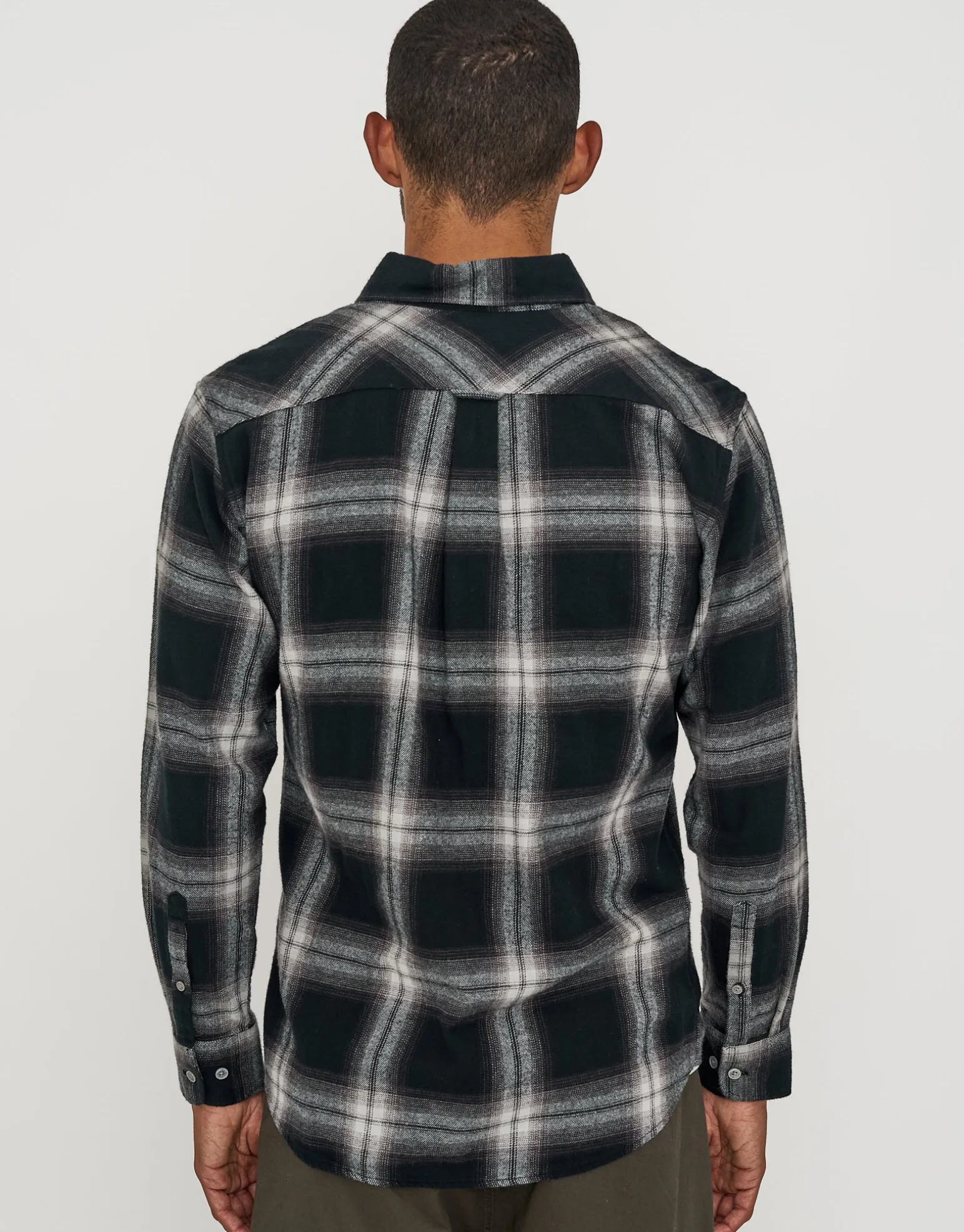 Ombre Check Long Sleeve Shirt in Black