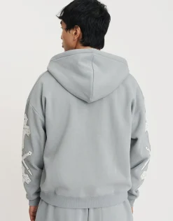 Ordinance Oversized Cropped Zip Up Hoodie in Pebble