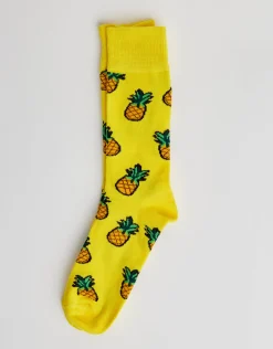 Organic Cotton Pineapple Dress Socks in Yellow