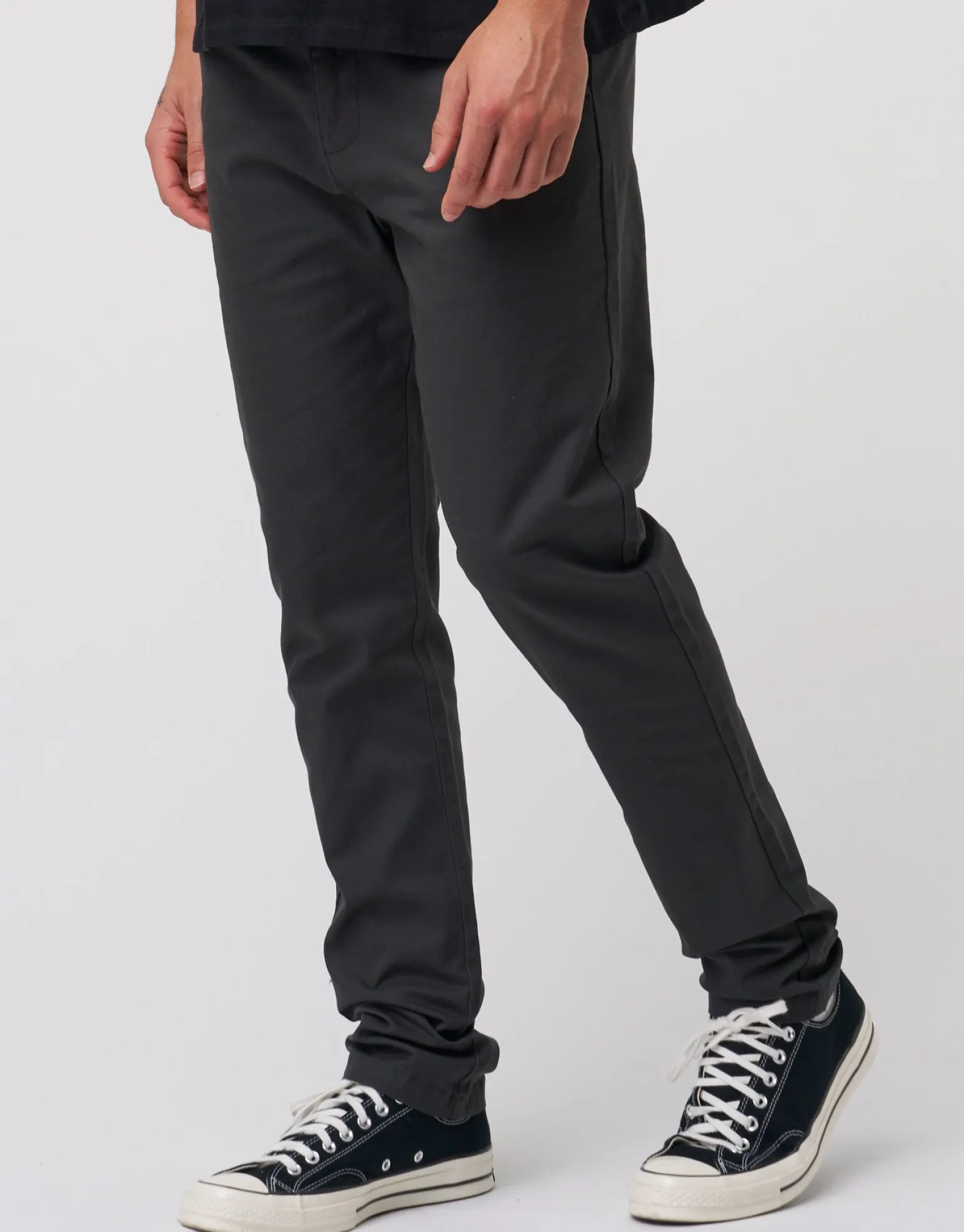 Organic Tapered Fit Chinos in Charcoal 002