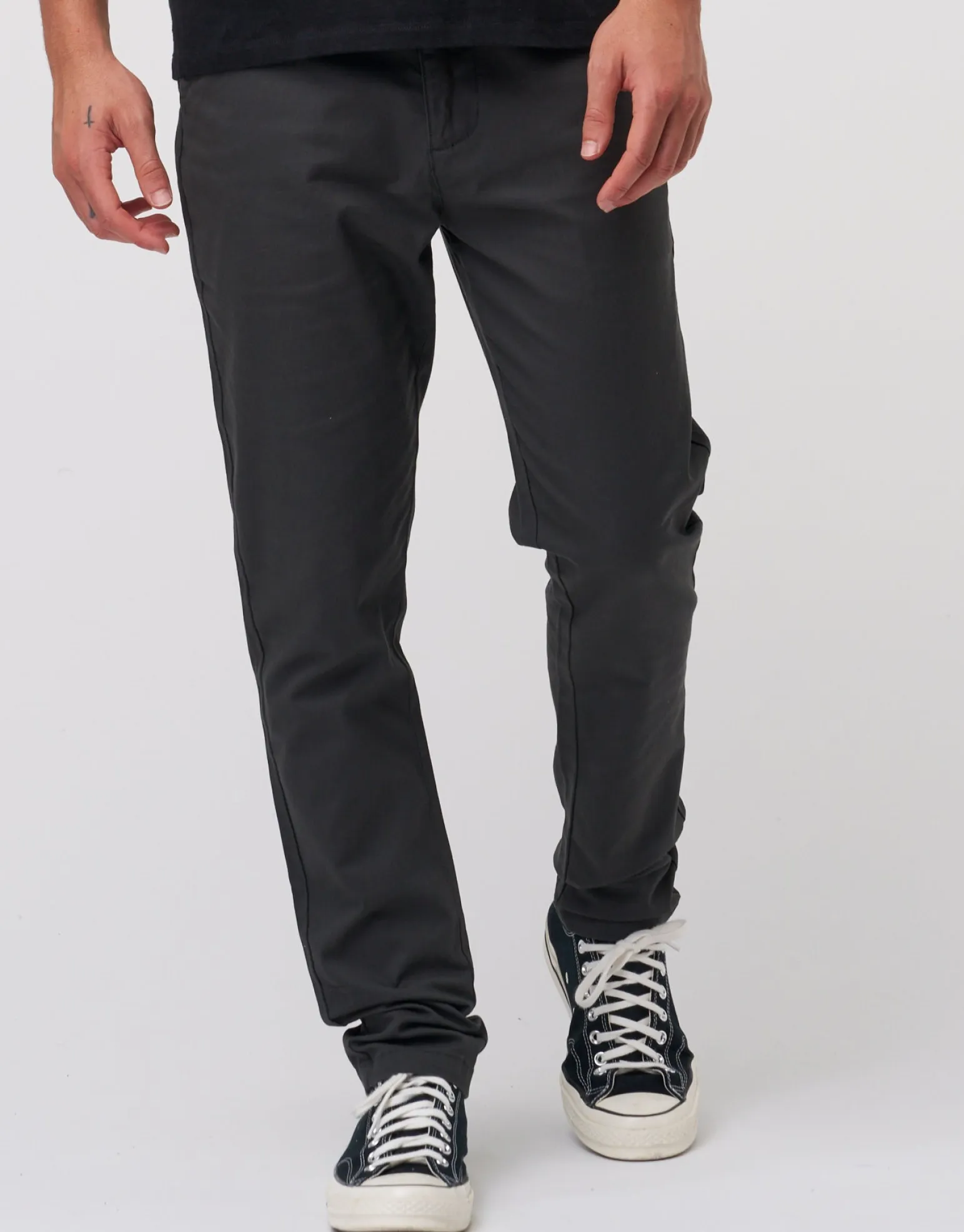 Organic Tapered Fit Chinos in Charcoal 002