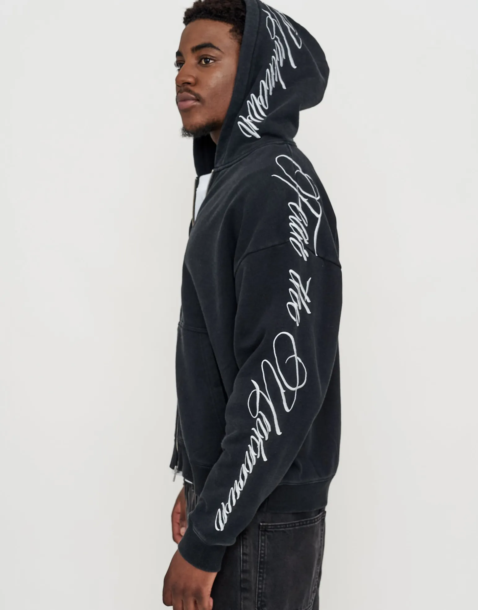 Overlock Oversized Cropped Hoodie in Alloy Grey