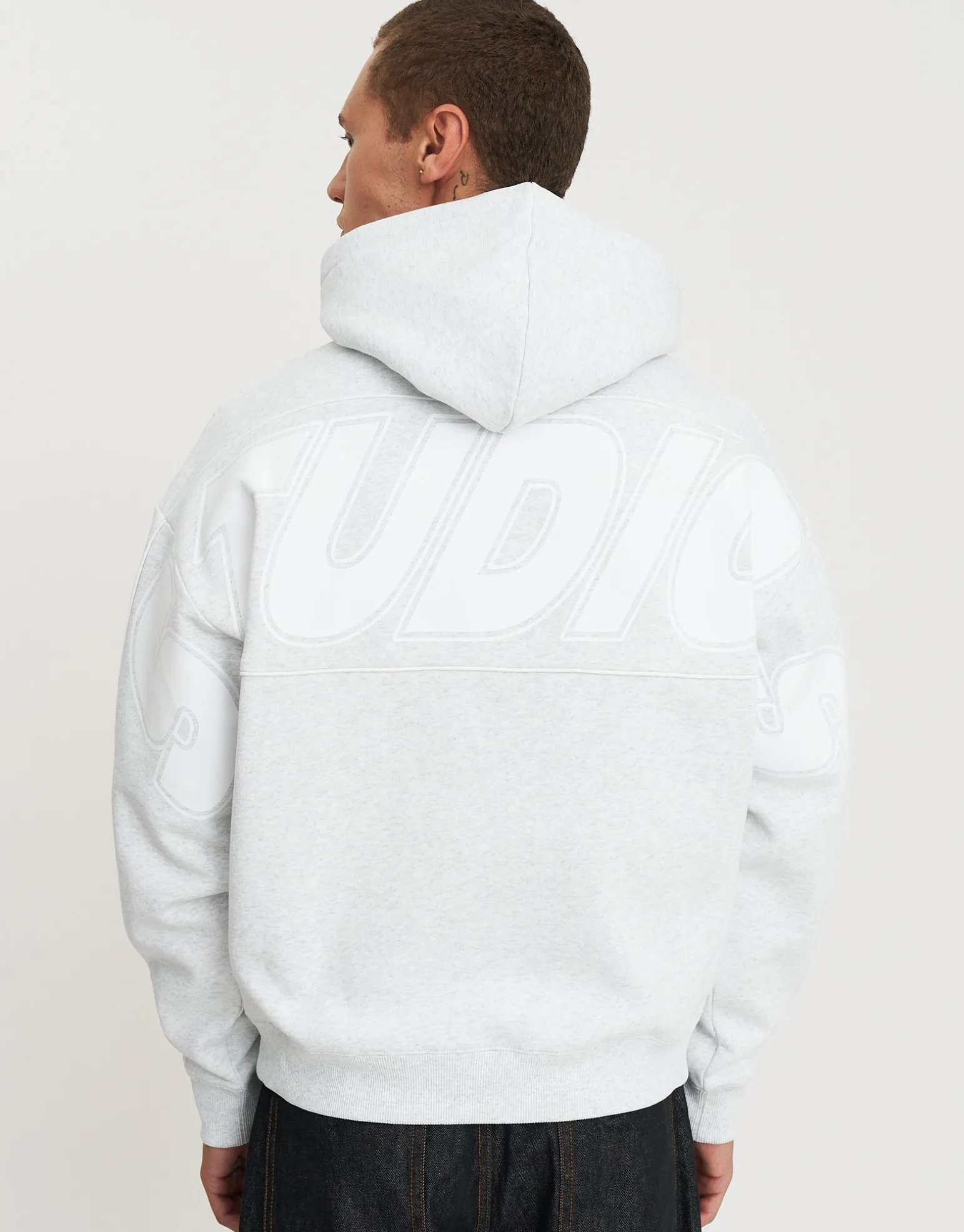 Overlock Oversized Cropped Hoodie in Alloy Grey