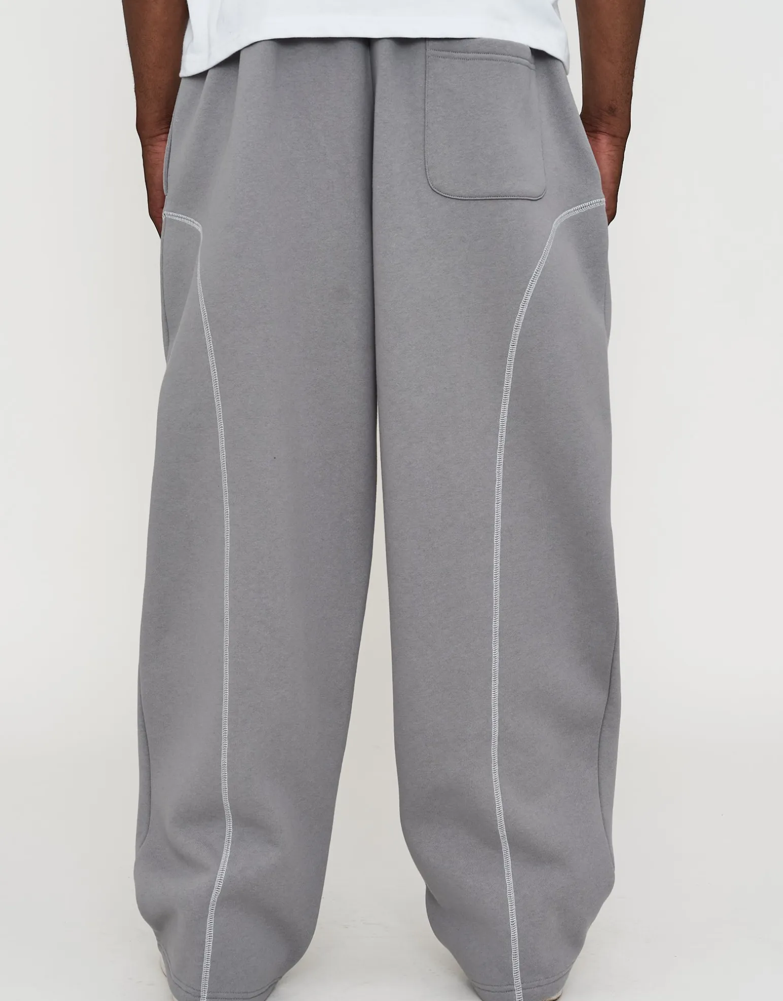 Overlock Wide Leg Track Pants in Alloy Grey