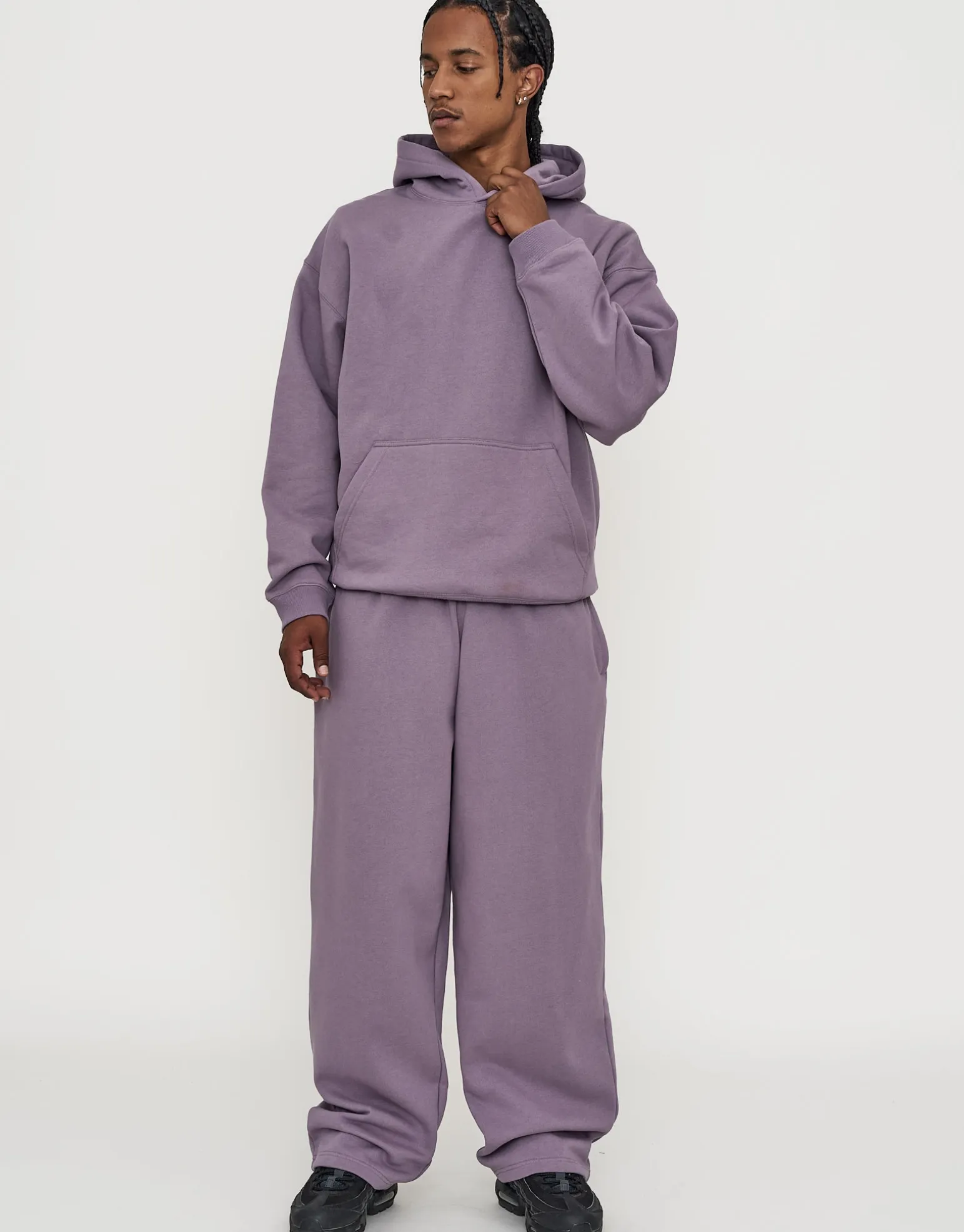 Oversized Heavyweight Plain Hoodie in Ivy