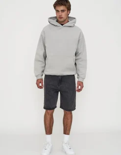 Oversized Heavyweight Plain Hoodie in Black