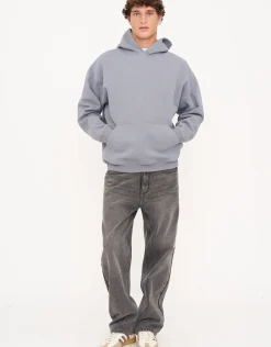 Oversized Heavyweight Plain Hoodie in Black