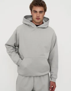 Oversized Heavyweight Plain Hoodie in Black