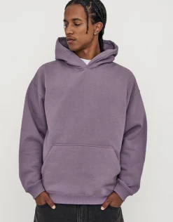 Oversized Heavyweight Plain Hoodie in Ash Purple