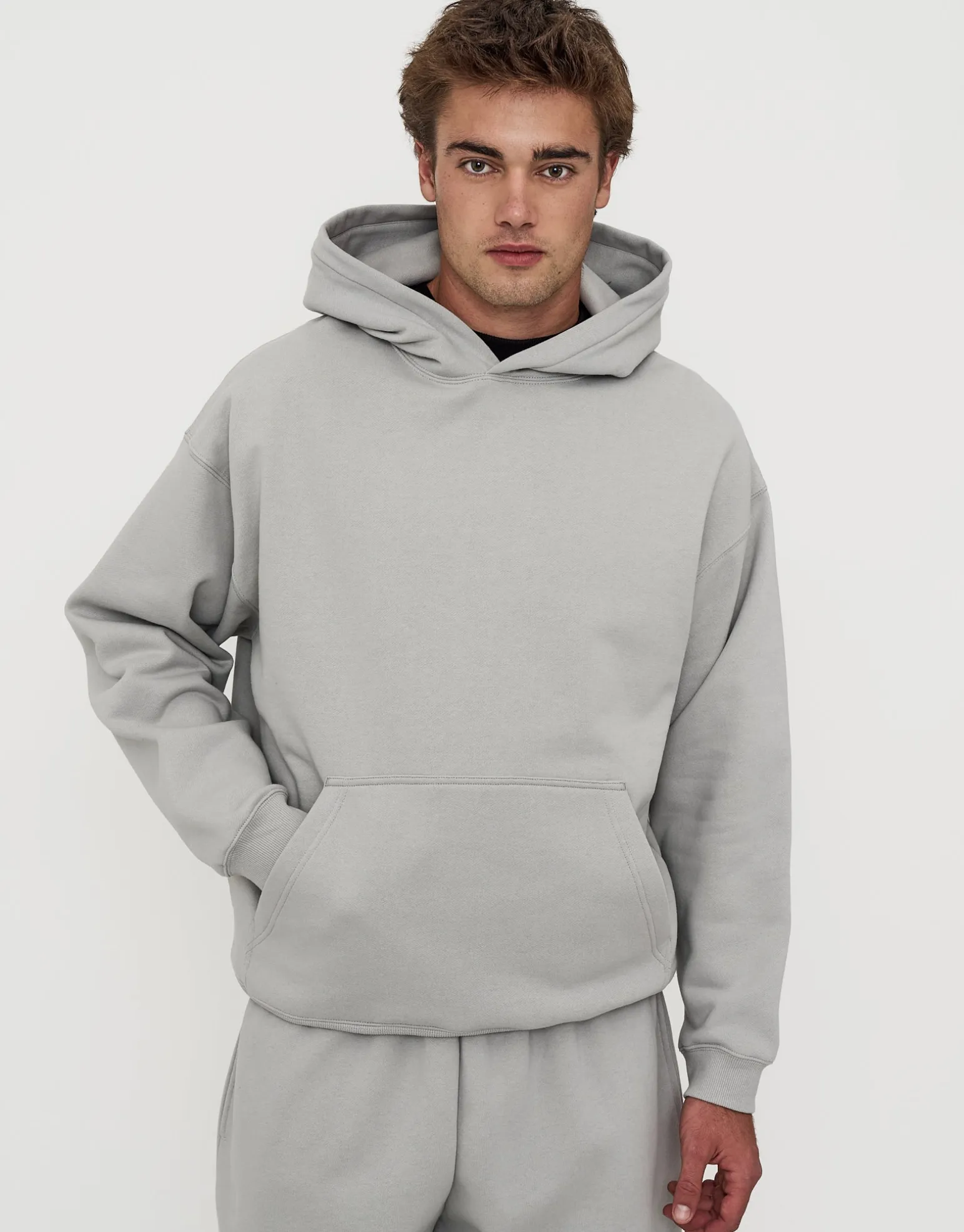 Oversized Heavyweight Plain Hoodie in Ash Purple