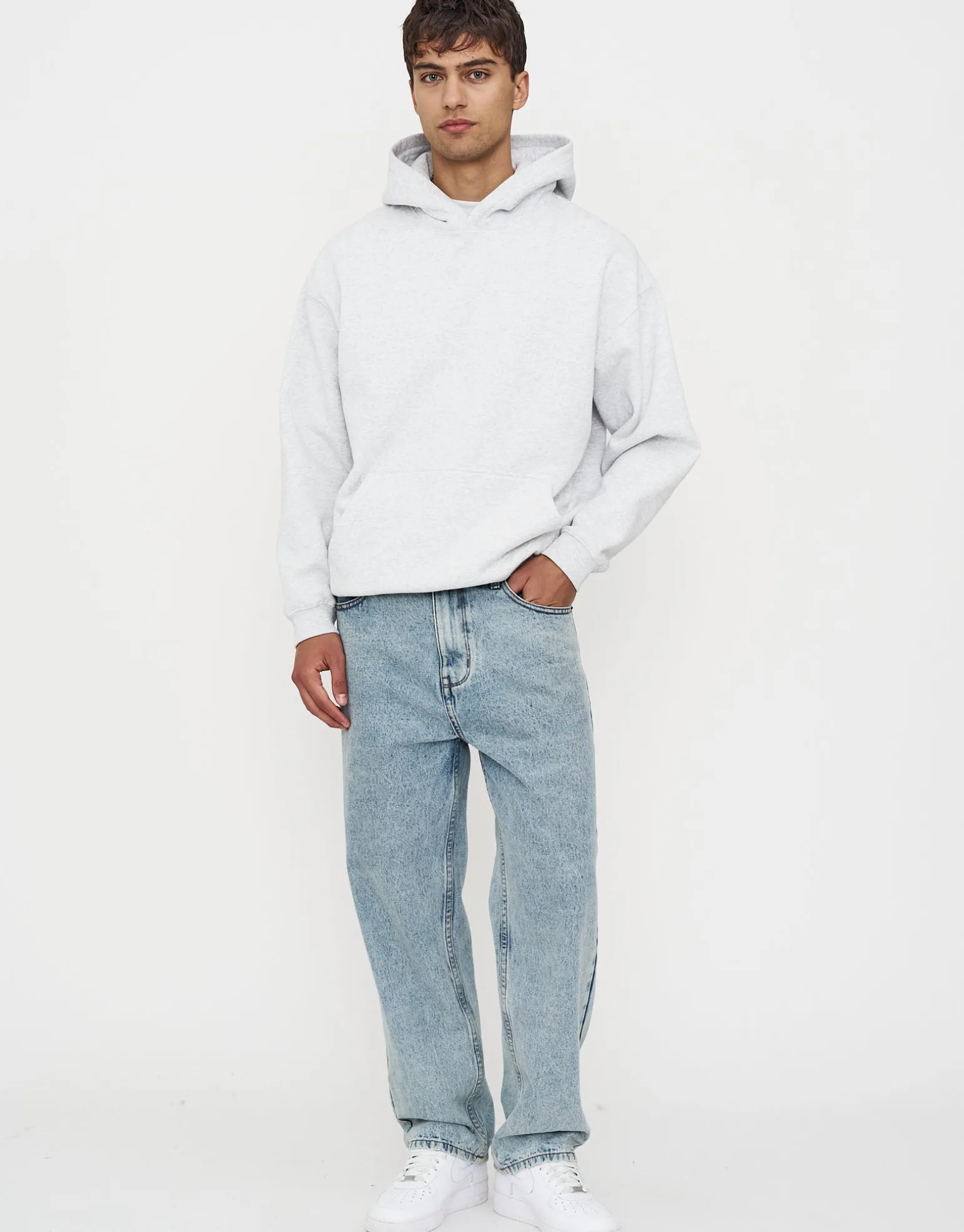 Oversized Heavyweight Plain Hoodie in Ash Purple
