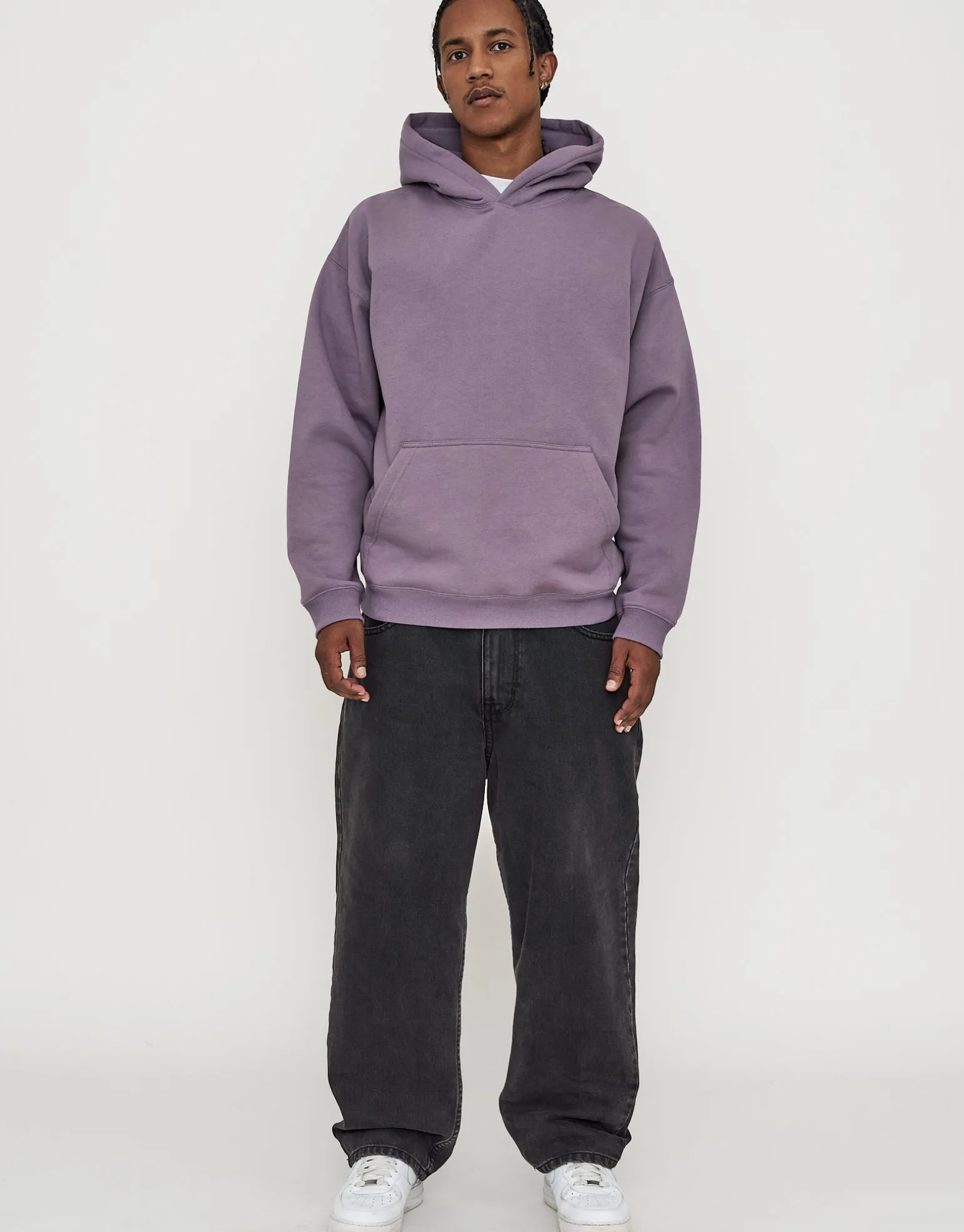 Oversized Heavyweight Plain Hoodie in Ash Purple