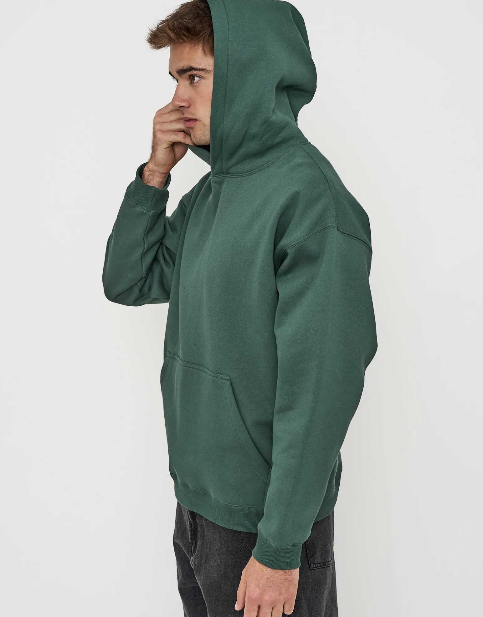 Oversized Heavyweight Plain Hoodie in Slate