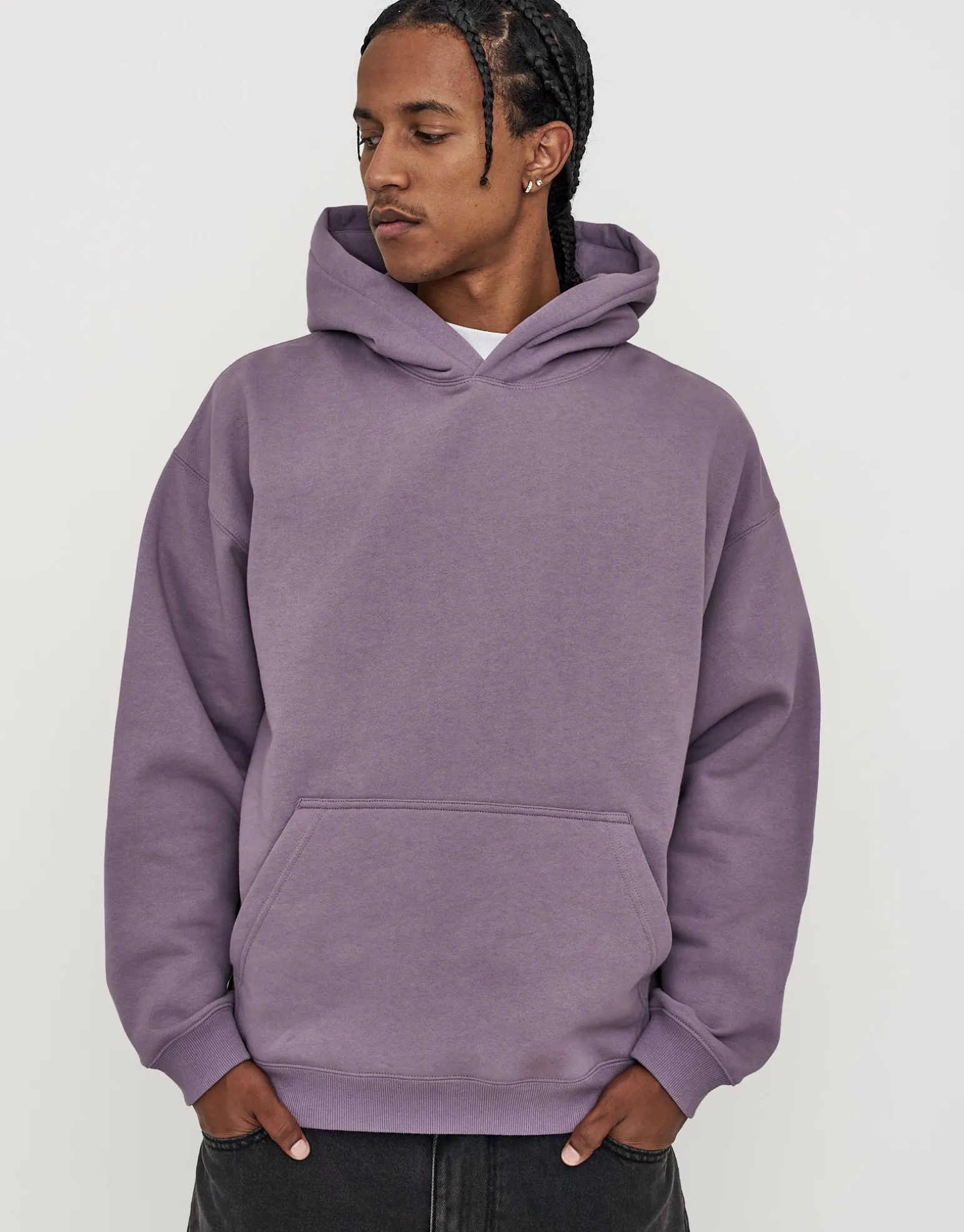 Oversized Heavyweight Plain Hoodie in Slate