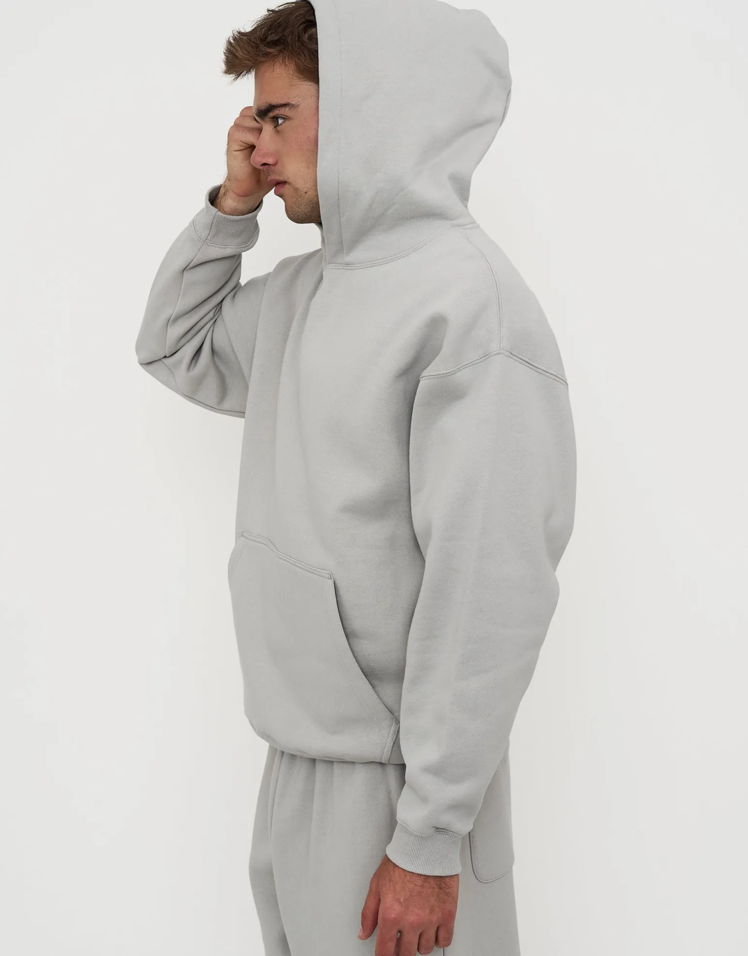 Oversized Heavyweight Plain Hoodie in Slate