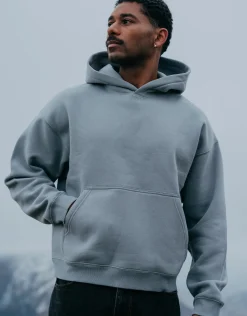 Oversized Heavyweight Plain Hoodie in Slate