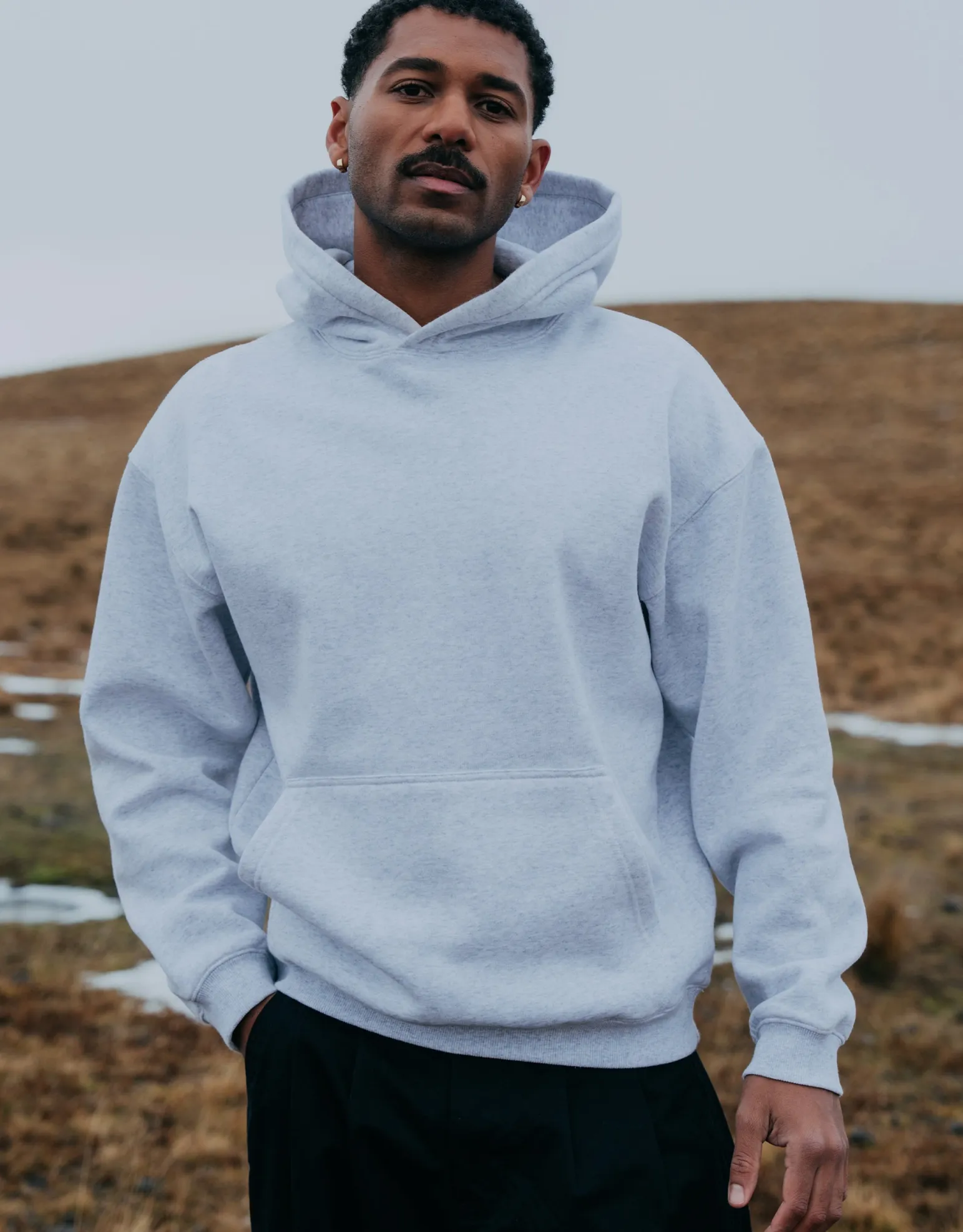 Oversized Heavyweight Plain Hoodie in Slate