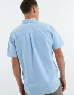 Oxford Cotton Short Sleeve Shirt in Light Blue