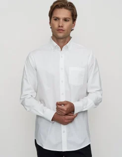 Oxford Stretch Long Sleeve Shirt in Burgundy