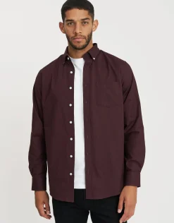 Oxford Stretch Long Sleeve Shirt in Navy