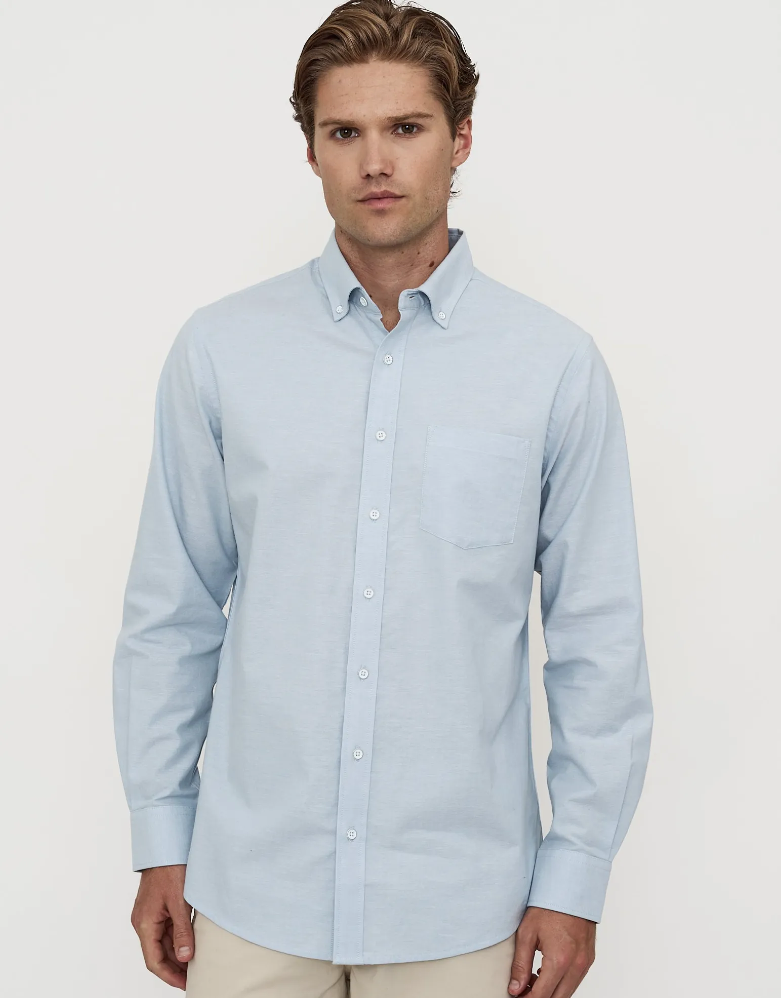 Oxford Stretch Long Sleeve Shirt in Lt Blue
