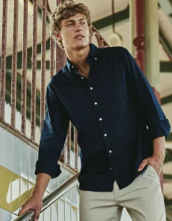 Oxford Stretch Long Sleeve Shirt in Black