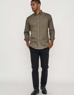 Oxford Stretch Long Sleeve Shirt in Black