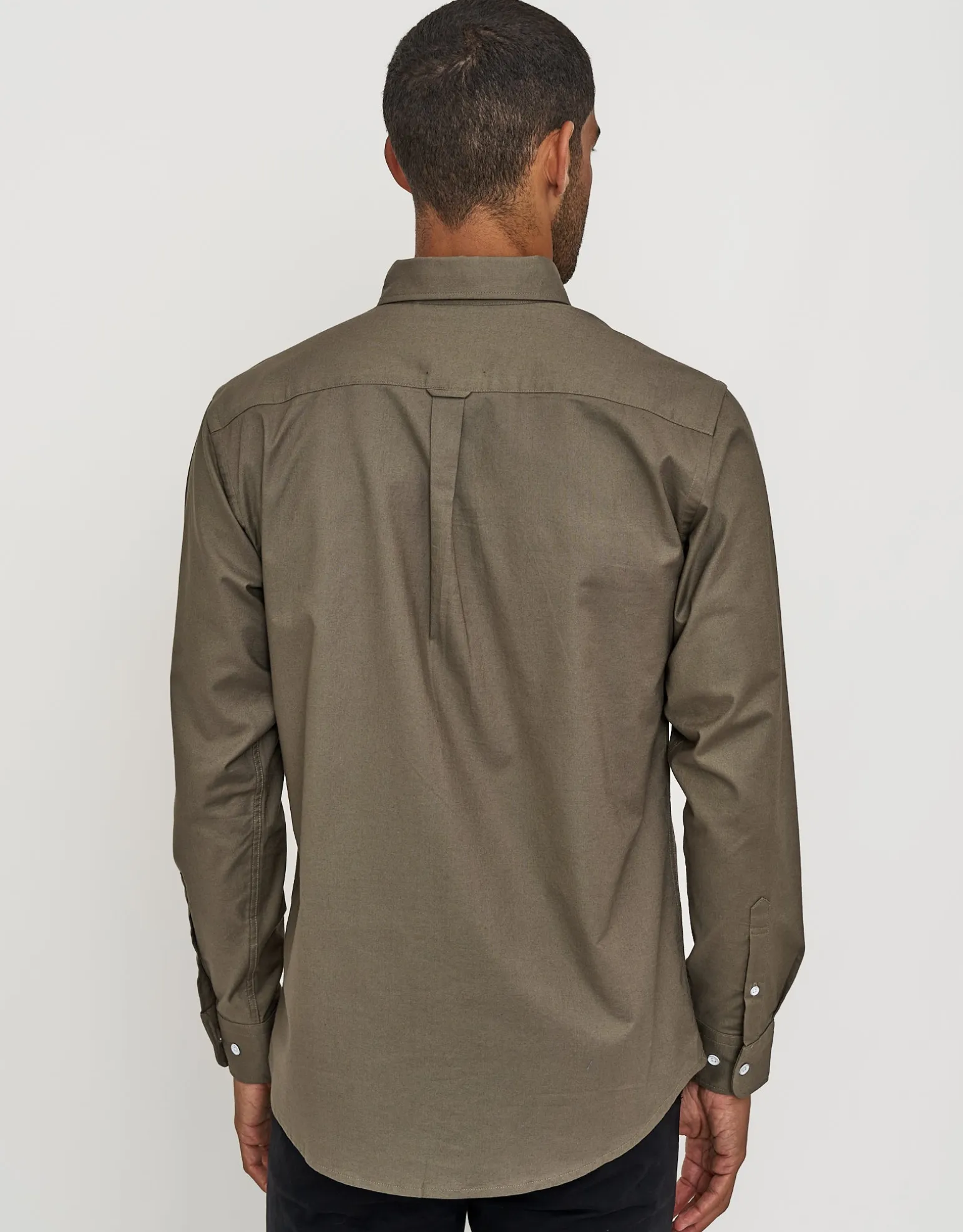 Oxford Stretch Long Sleeve Shirt in Black