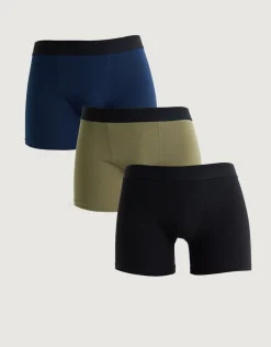 3 Pack Mixed Plain Boxers in Turquoise/silver/bla