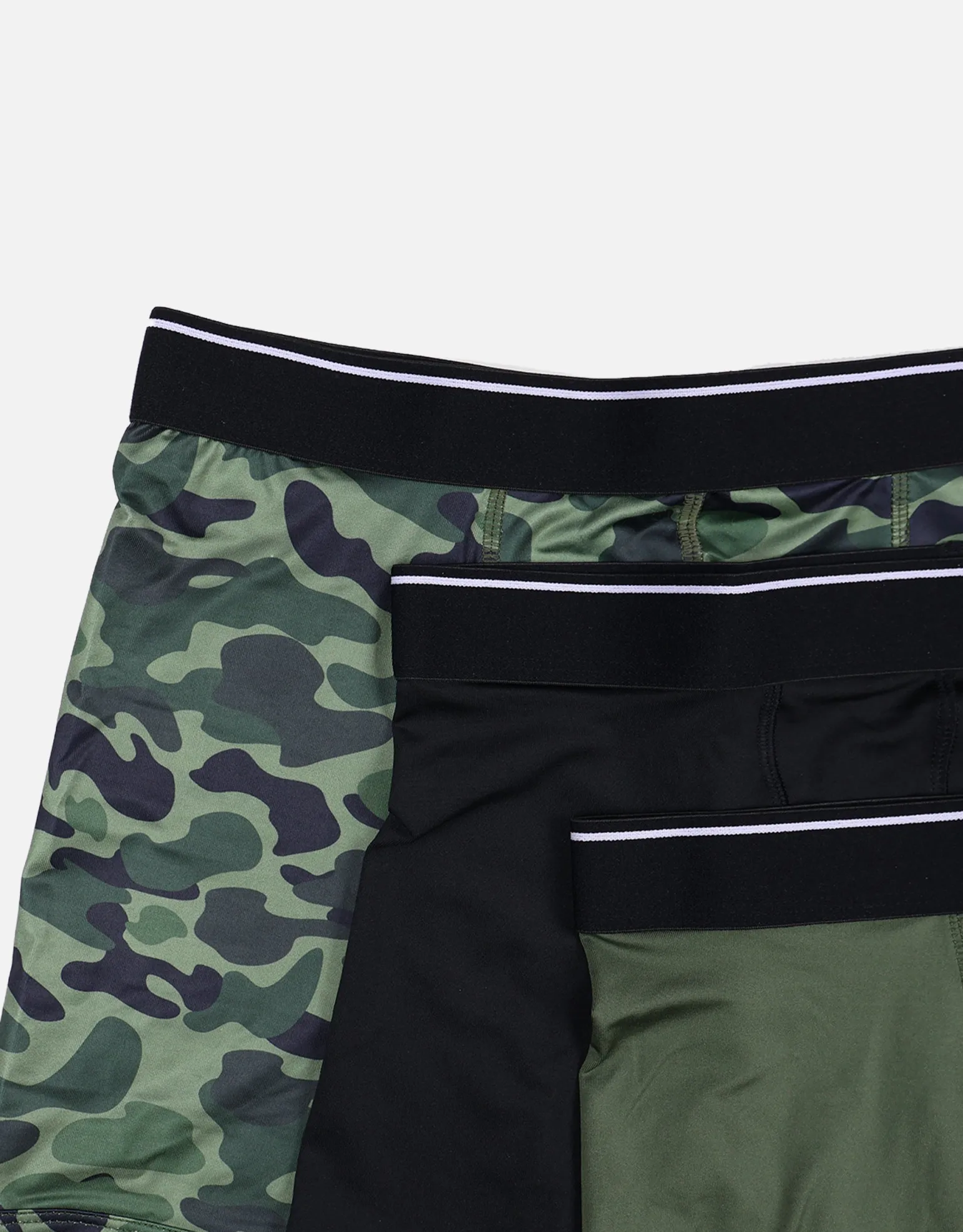 3 Pack Mixed Print Boxers in Black/green/camo