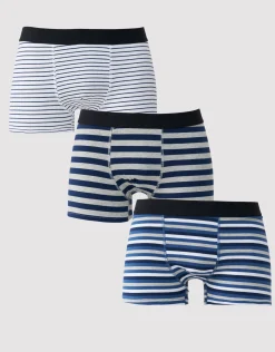 3 Pack Mixed Striped Trunks in Navy/white