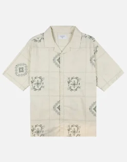 Palma Embroidered Short Sleeve Shirt in Oat