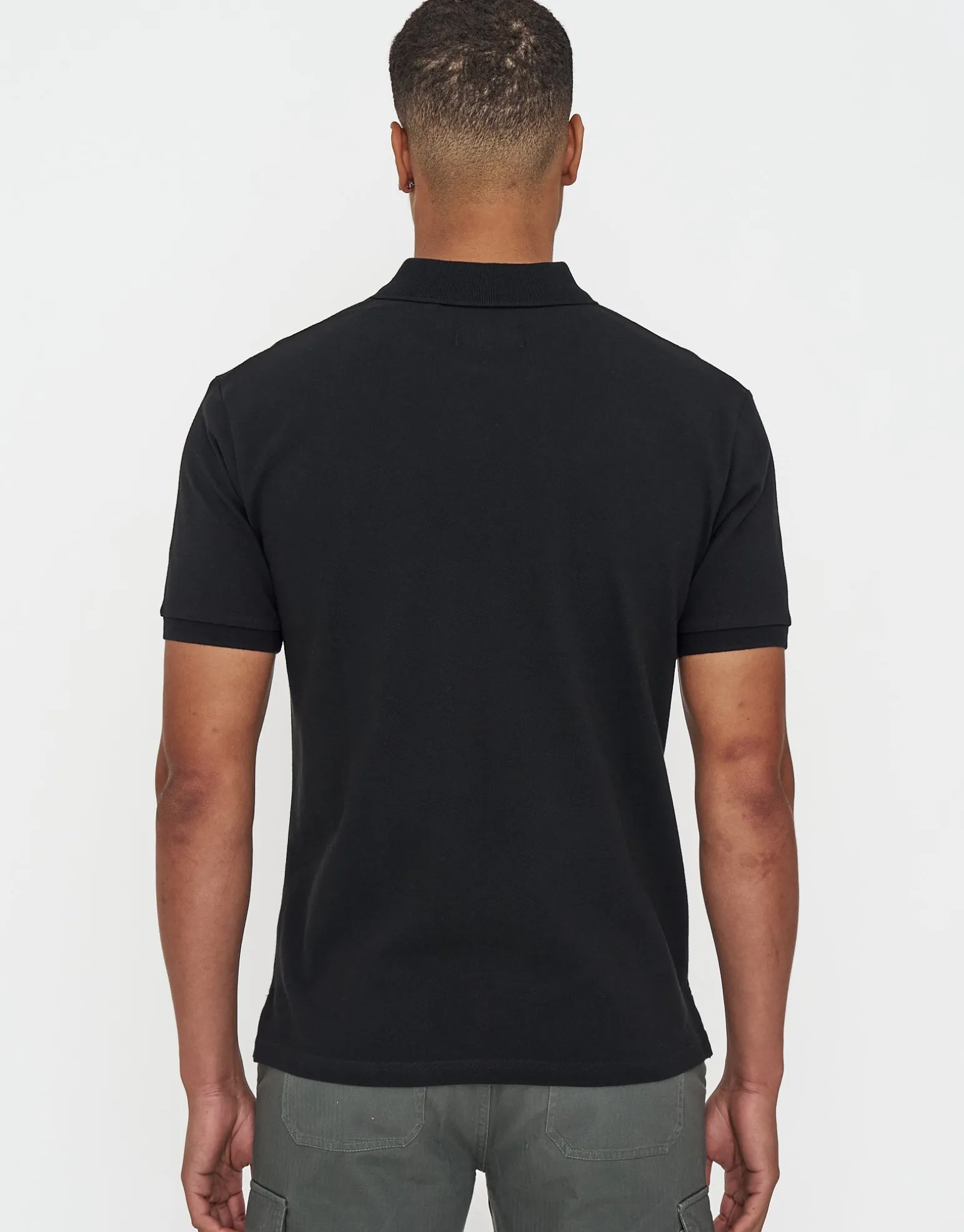 Pique Short Sleeve Polo in Black